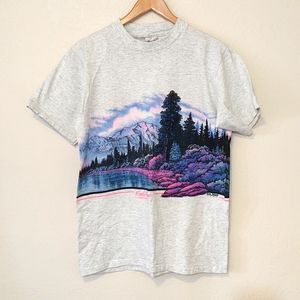 Vintage 1991 San Segal Red Lodge Montana painting shirt oneita forest